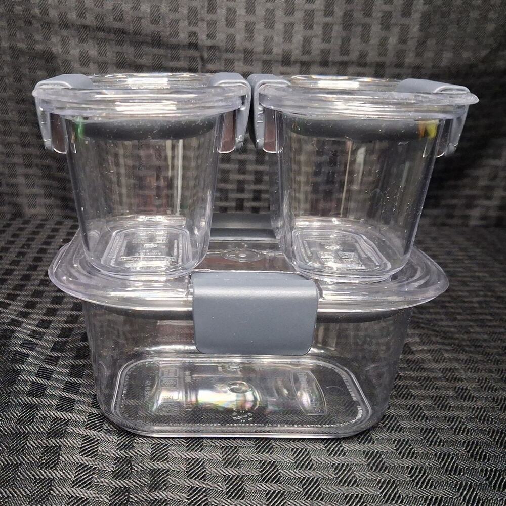 Rubbermaid Brilliance Food Storage Containers 2 x 0.5 Cup 1 x 1.3 Cups w/ Lids